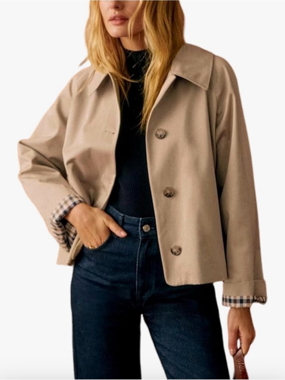 Women Oversize Trench Coat Plaid Lining